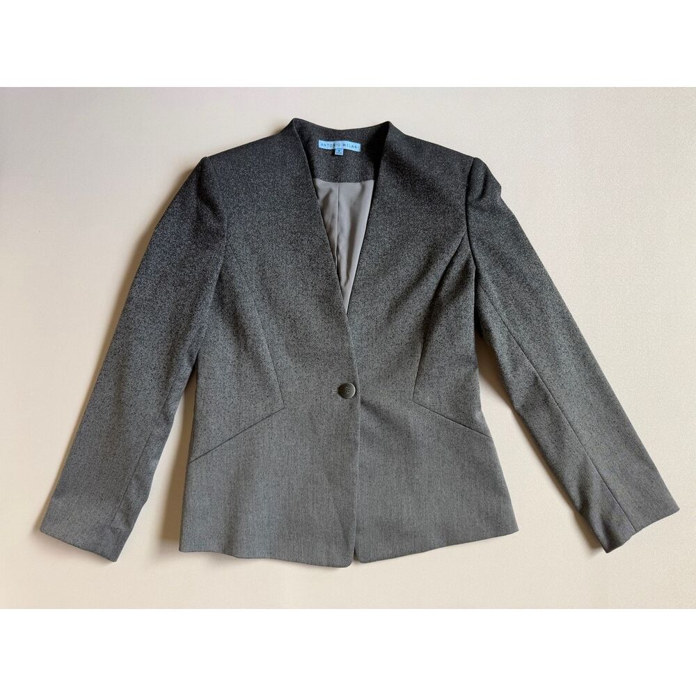 Antonio Melani Women's Gray Ombre Collarless Single Button Career Blazer Size 6